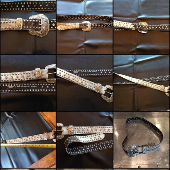 GORGEOUS RHINESTONE Black & White Hair Belt main image 8
